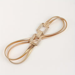Geometric Buckle Metal Stretch Belt Golden Women's Dress Coat Waist Belt