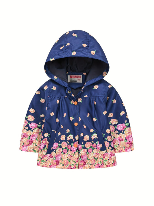 Kids Girls Floral Hooded Jacket