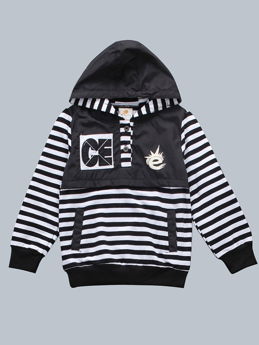 Boys Hooded Sweatshirt Stripes Print Autumn Spring