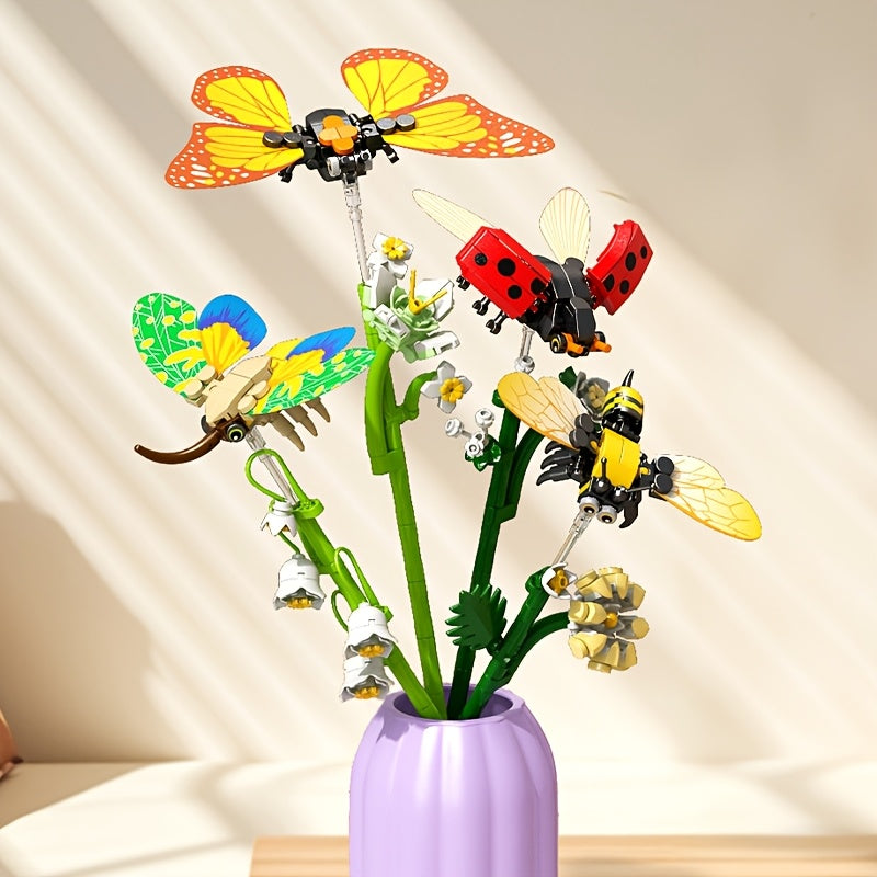 Insect Flower Series Building Block Toy - Flower Bouquet Assembly Set