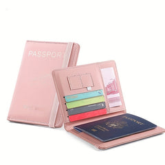 RFID Blocking Leather Passport Holder Wallet
