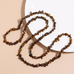 Vintage Boho Stone Beaded Chain Necklace Jewelry