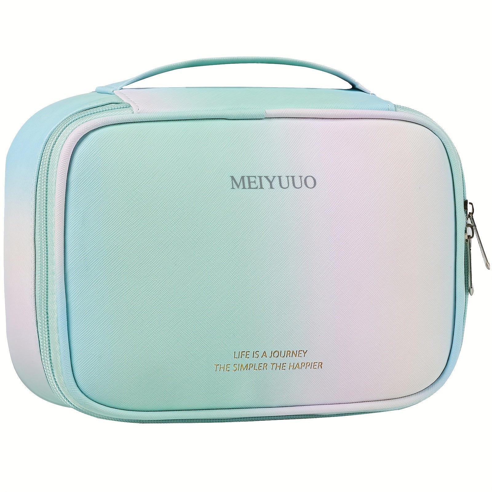 Large Capacity Gradient Makeup Bag with Brush Holder and Handle