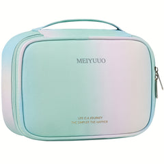 Large Capacity Gradient Makeup Bag with Brush Holder and Handle