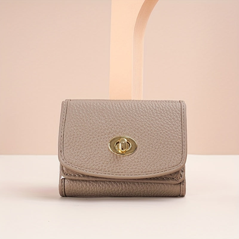 Women's Leather Trifold Wallet with Snap Closure and Coin Pocket