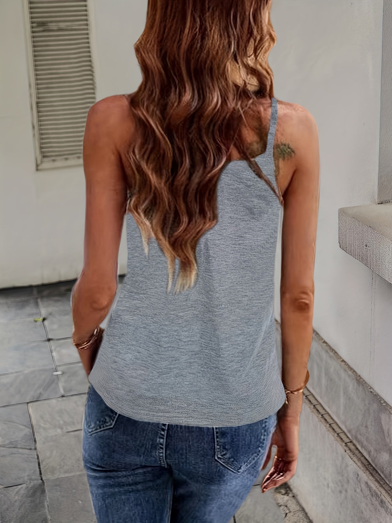 Sleeveless Cami Top Solid Casual Top For Summer & Spring