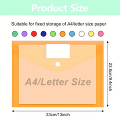 48pcs 10 Colors Plastic Envelopes Poly Envelopes File Folders