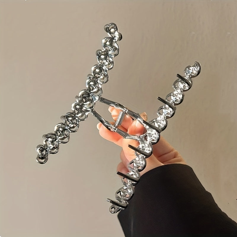 Rhinestone Hair Claw Glitter Nonslip Ponytail Holder Hair Clip