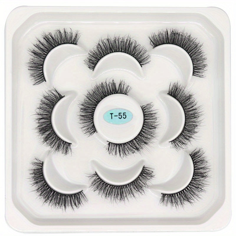 5 Pairs Fluffy Natural False Eyelashes Messy Faux Mink Extensions