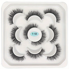 5 Pairs Fluffy Natural False Eyelashes Messy Faux Mink Extensions