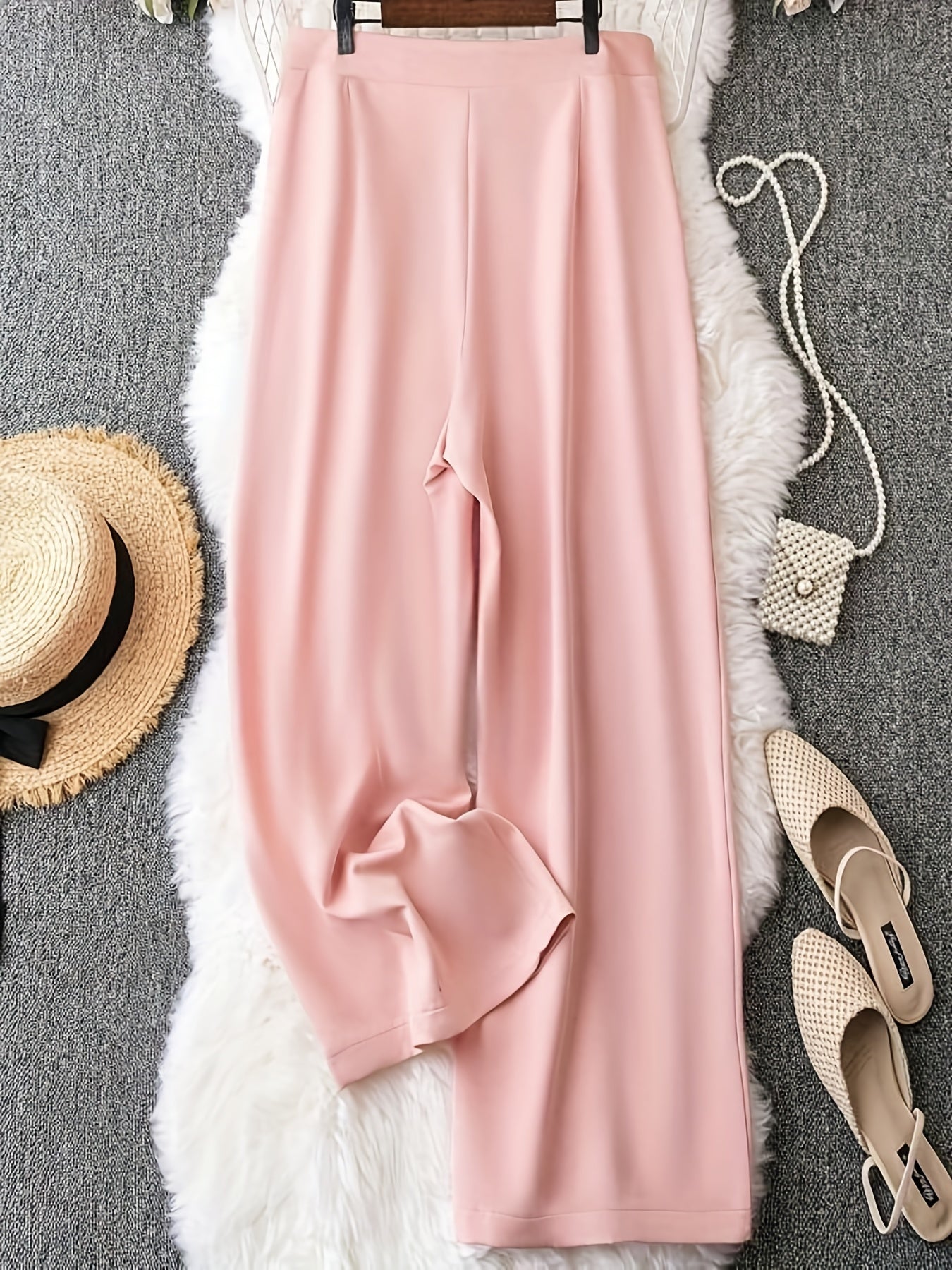 Women's Plus Size Elastic Waist Wide Leg Trousers