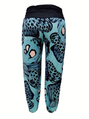  Butterfly Print Ruched High Rise Jogger Trousers