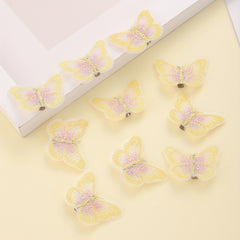 10pcs Yellow Butterfly Hair Clip Embroidered Duck Billed Clip for Women Girls