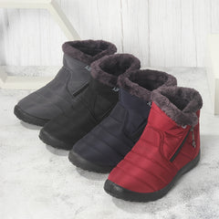 Fur Lined Thermal Winter Boots Side Zipper Warm Snow Boots
