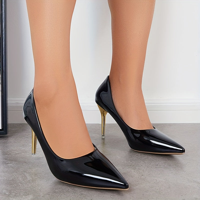 Women's Pointed Toe High Heels Slip On Stiletto Heels - Red