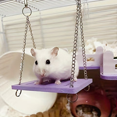 Adorable Hamster Wooden Swing Toy for Pet Fun