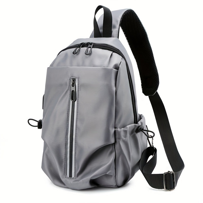 Men's Chest Bag USB Charging Port Outdoor Shoulder Bag