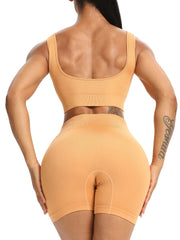 Ribbed Shockproof Sports Bra & Shorts Set