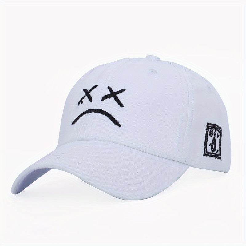 Crying Face Embroidery Baseball Cap Hip Hop Unisex Couple Sun Hats Adjustable