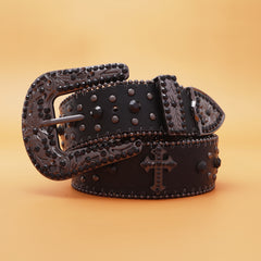 Diamond Printed Cross Leather Belt for Men