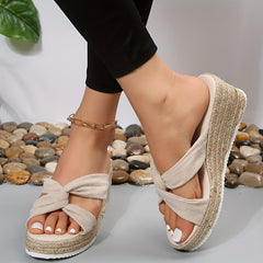 Women's Platform Slip On Sandals Summer Wedge Shoes