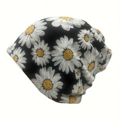Vintage Daisy Flower Print Beanie Turban Cap Women Elastic Headband