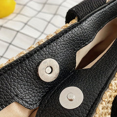 Vintage Braided Straw Tote Bag for Women Boho Style Beach Travel Vacation