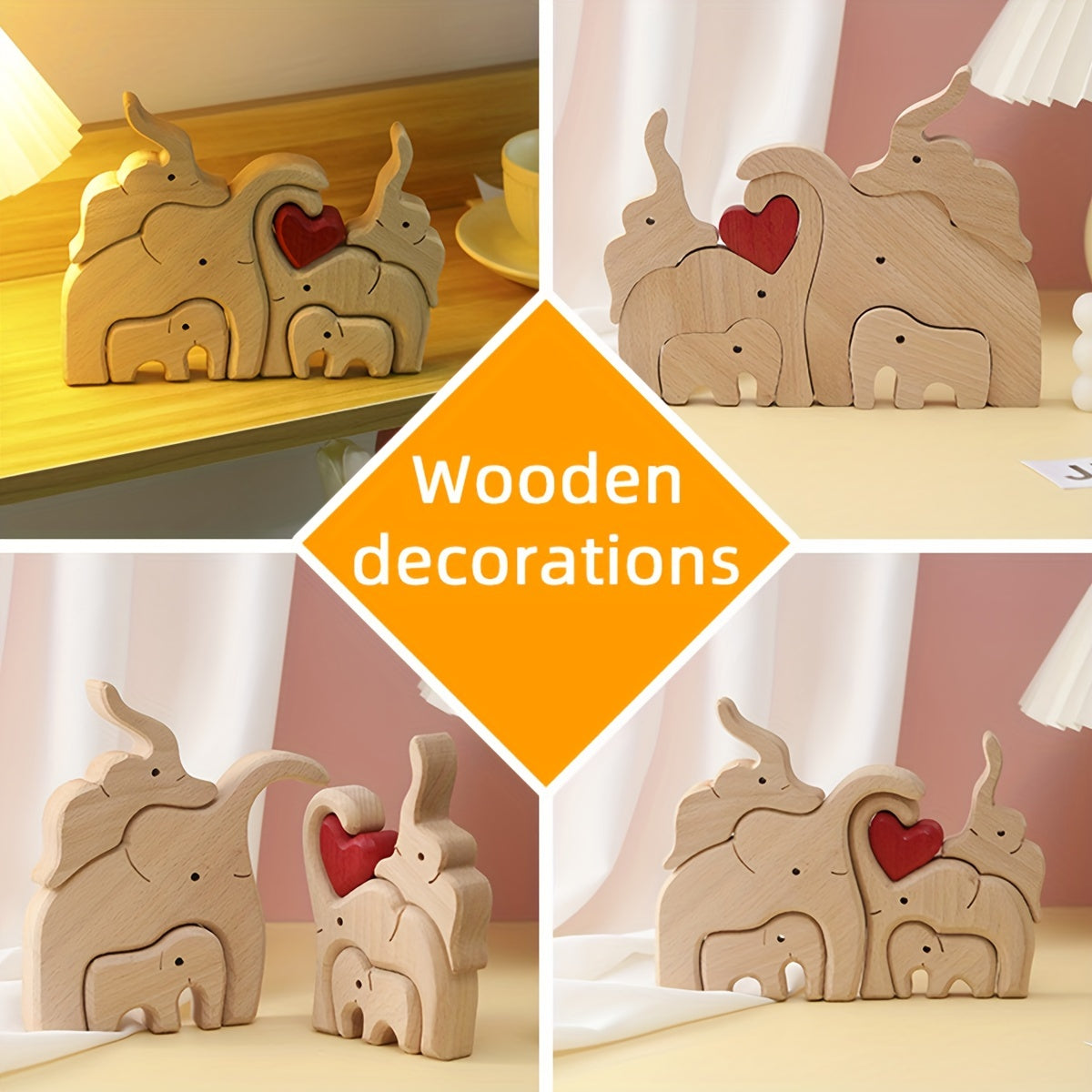 Wooden Elephant Puzzle Ornament for Family