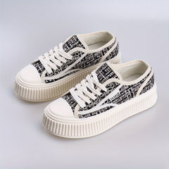 Women's Platform Canvas Shoes Casual Lace Up Outdoor Sneakers