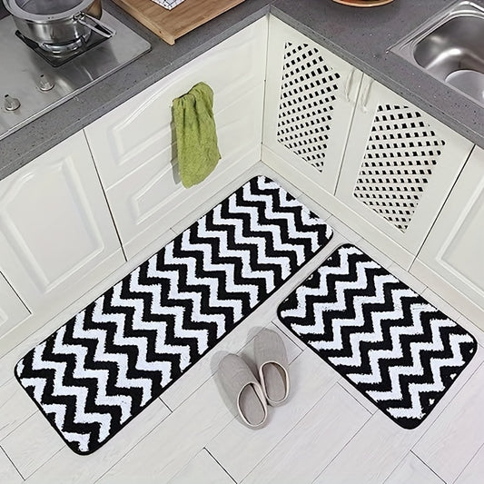 Microfiber Chevron Non Slip Bathroom Carpet Set