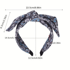 Boho Denim Headband Bow Knotted Hair Hoop Wide Headdress Retro Hair Accessory