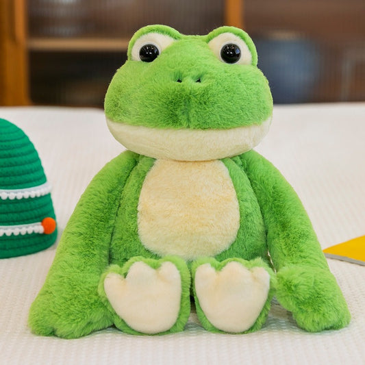 Big Eyed Frog Plush Toy Soft Green Stuffed Animal Eyes Desktop Sofa Decor
