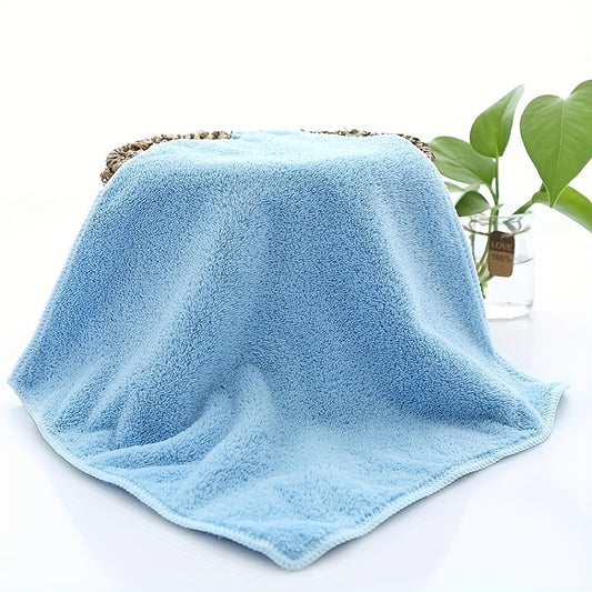 1pc Coral Fleece Washcloth Solid Cleaning Cloth Plain Rag Soft Absorbent Towel