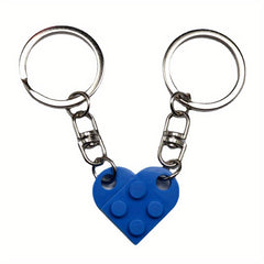 Love Heart Brick Keychain Set For Couples Friendship Heart KeyRing