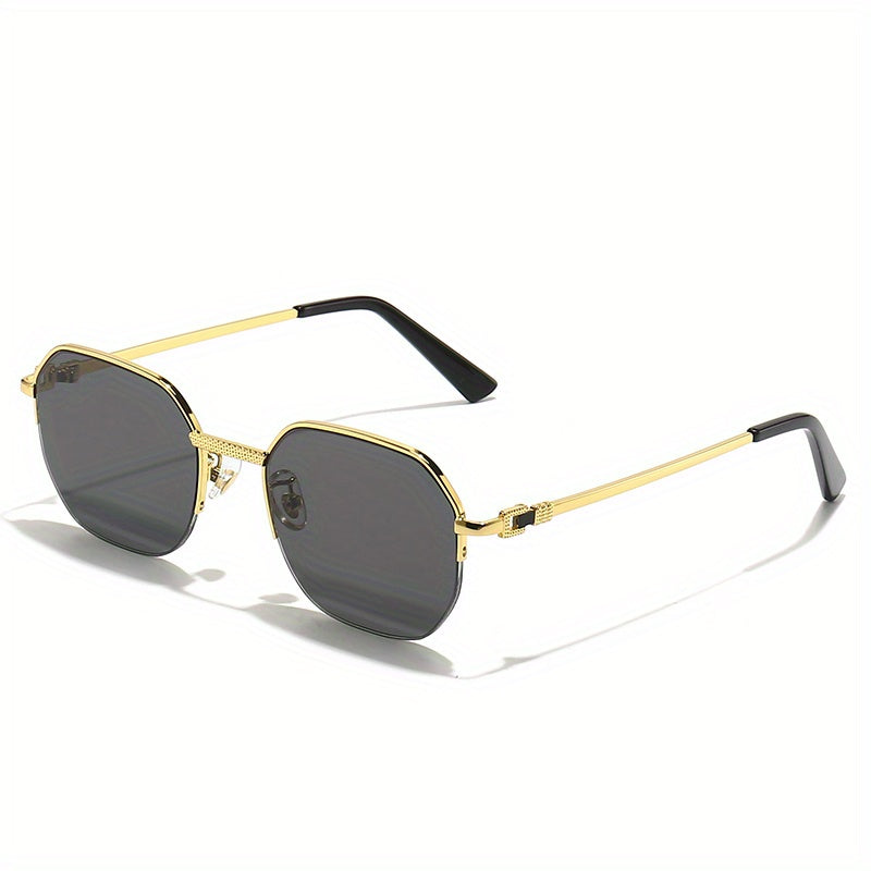 Men's Polygon Sunglasses Vintage Semi Rimless UV400