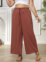  Wide Leg Trousers with Drawstring High Rise
