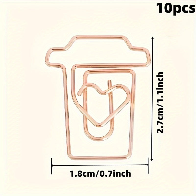 10pcs Metal Paper Clips Creative Golden Paper Clips