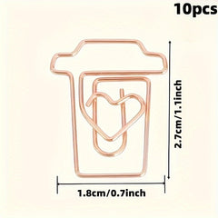 10pcs Metal Paper Clips Creative Golden Paper Clips