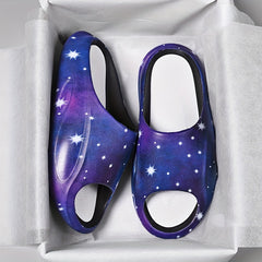 Men's Star Print Non Slip Platform Slides Soft Sole Cloud Slides