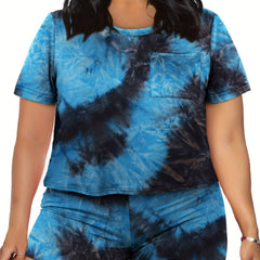  Tie Dye Crew Neck Top & Shorts Set