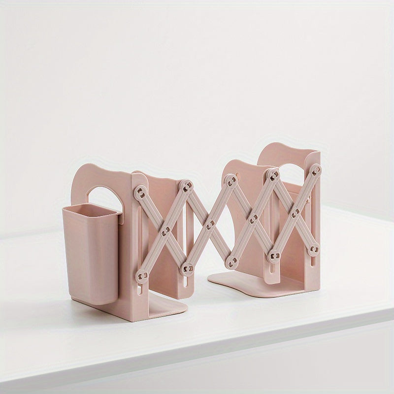 Retractable Book Stand With Pen Holder Desktop Book Storage Rack
