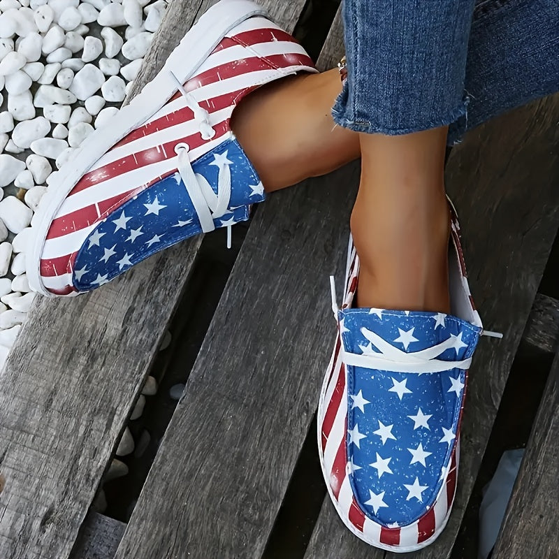 Women's Flag Pattern Canvas Slip-On Loafers