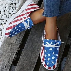 Women's Flag Pattern Canvas Slip-On Loafers
