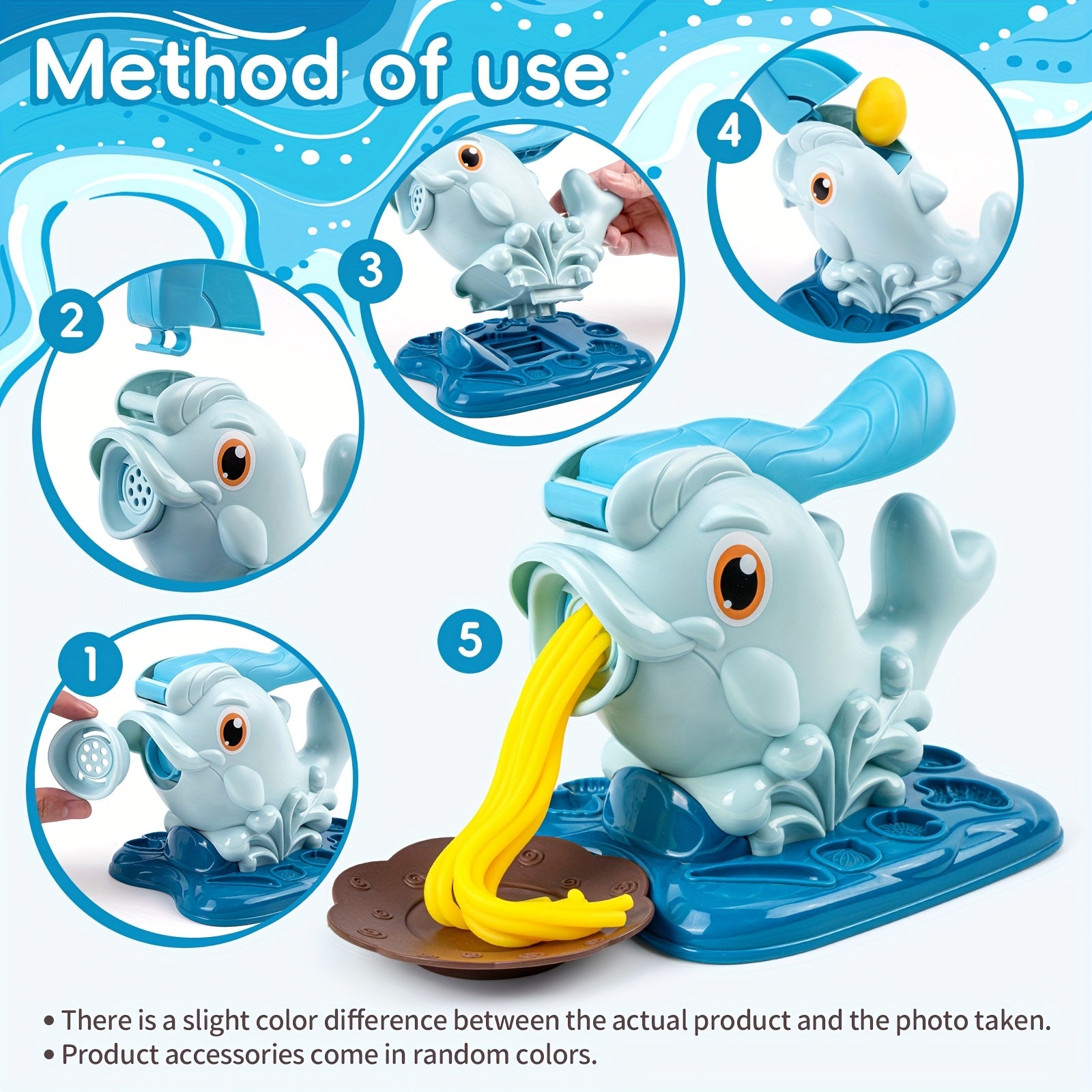 Fun Dolphin Toy Noodle Machine Set with Multiple Shaped Clay Molds