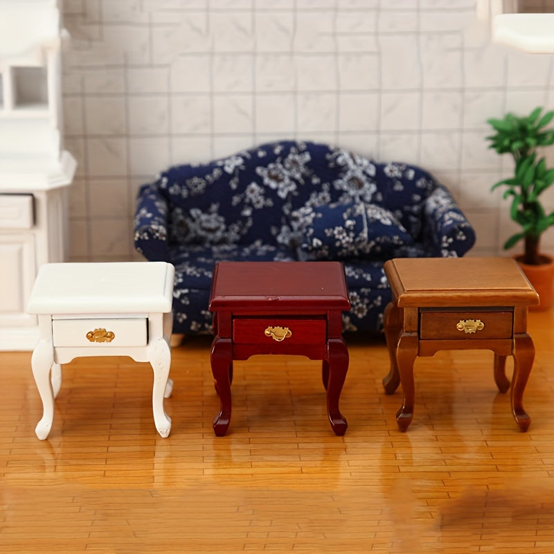 1pc Doll House Mini Furniture Wooden Bedside Cabinet DIY Decoration Model