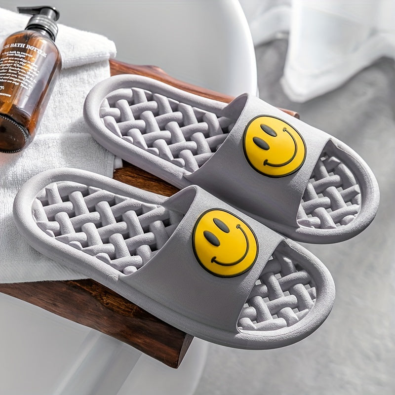 Men's Smile Face Slip On Open Toe Slides