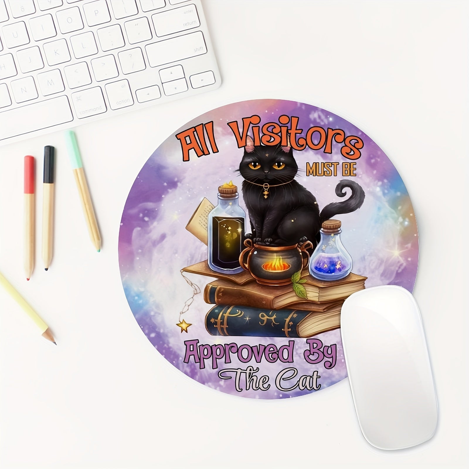 Cat Gaming Mouse Pad Round Mousepad Non slip Rubber Mouse Mat