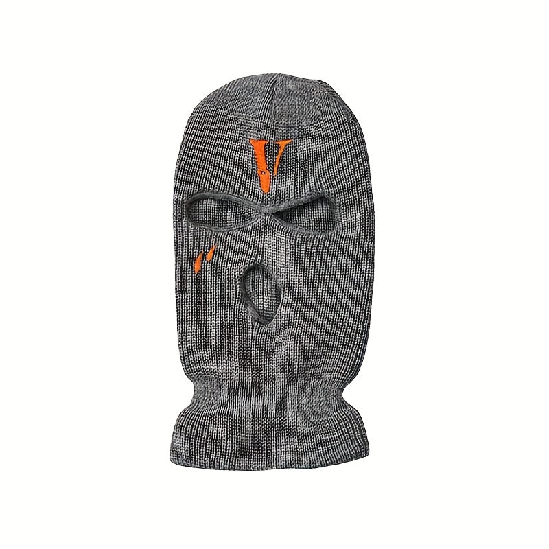 Men's Embroidered V Riding Hooded Warm Hat