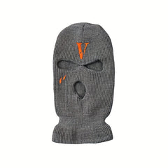 Men's Embroidered V Riding Hooded Warm Hat