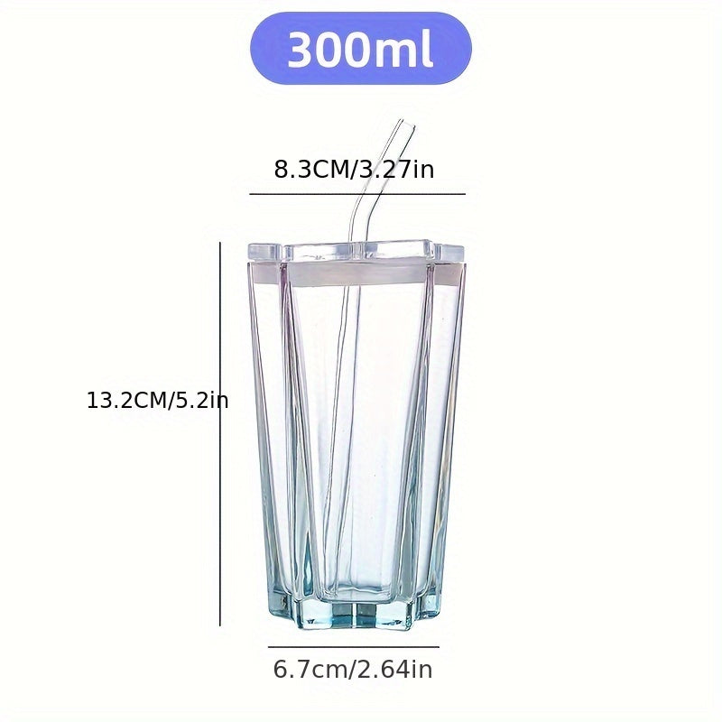 Ramadan Creative Glass Cup with Lid and Straw